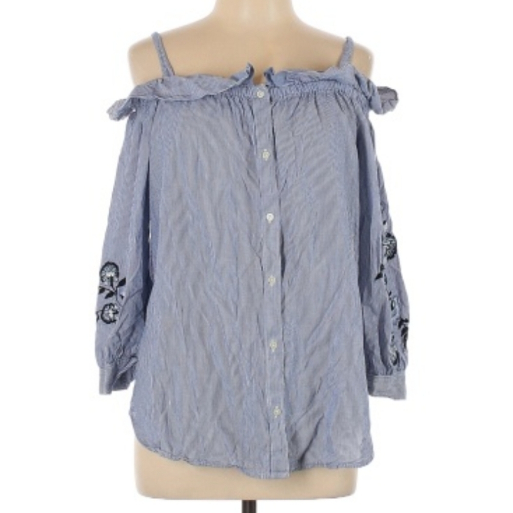 Loft Boho L Open shoulder embroidered Longsleve Top